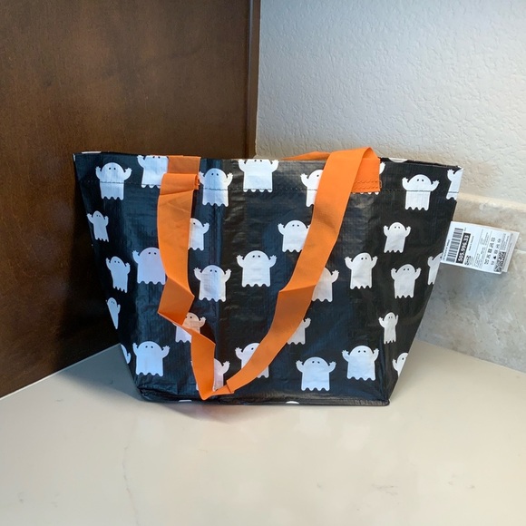 IKEA Ghost Patterned Tote Black, Orange and White Bag NWT Kustfyr Collection - Picture 4 of 5
